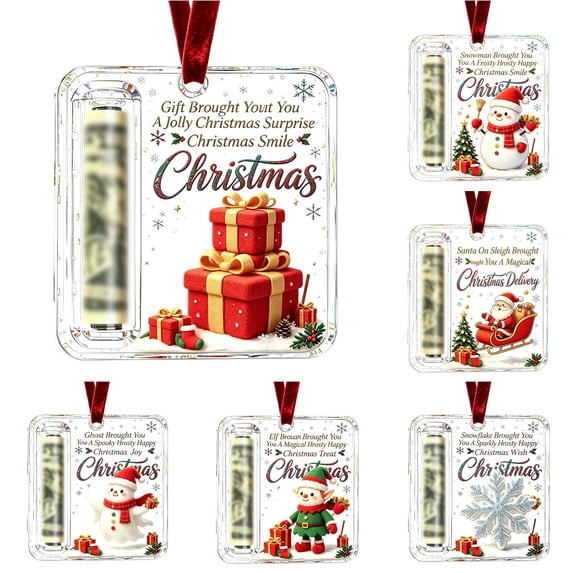 Ticikt Christmas Cash Gift Holder Ornament, Crystal-Clear Money Holders for Cash