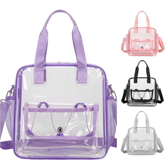 Ticikt Clear Tote Bag, Multi Pocket Waterproof Transparent Handbag with Detachable Strap for Beach Concert Travel