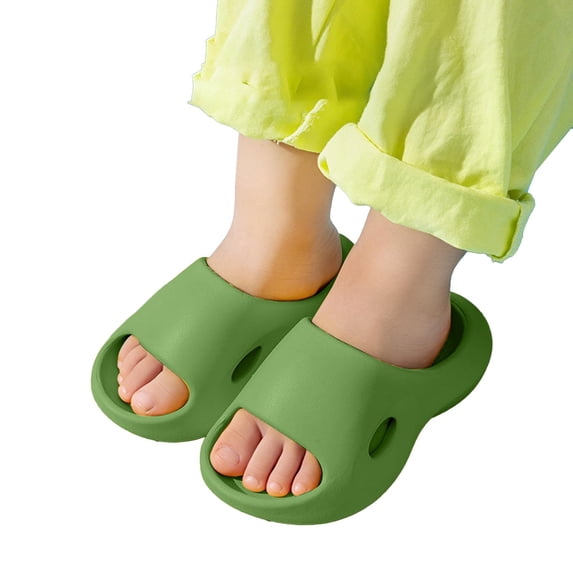 Ticikt Cloud Slides for Kids,Boys Girls Shower Slippers Bathroom Pool Sandals,Toddler Home House Open Toe Comfy Thick Sole Slippers,Summer Beach Shoes,Color:Green,Size:3-3.5 Years