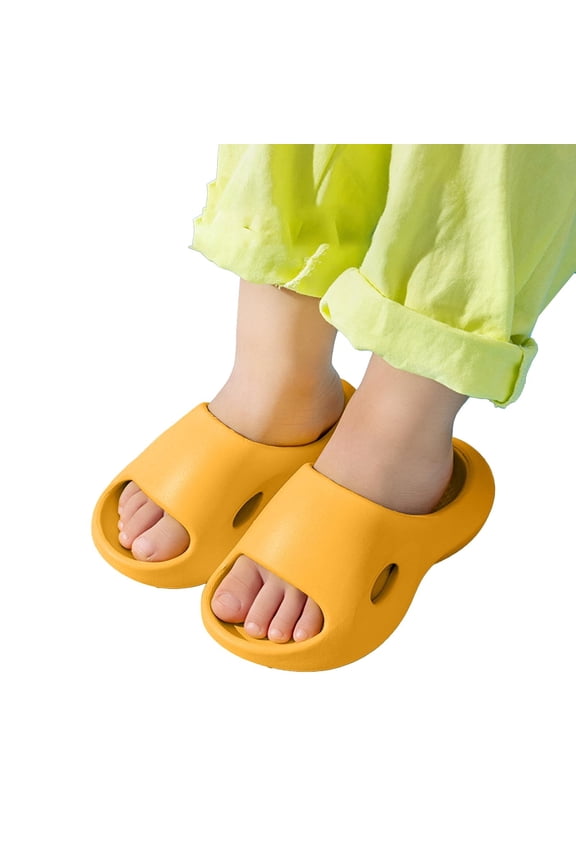Cloud Slides for Kids,Boys Girls Shower Slippers Bathroom Pool Sandals,Toddler Home House Open Toe Comfy Thick Sole Slippers,Summer Beach Shoes,Color:Yellow,Size:9.5-10 Years