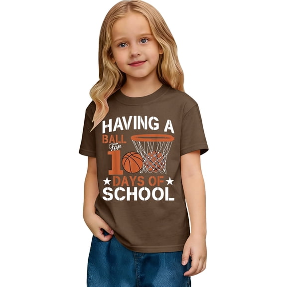 Ticikt Cool 100 Days of School Shirt , My Happy 100th Day of School T Shirt, Cotton Blend, Funny Design 2-13 Years,Color:Brown,10-11 Years