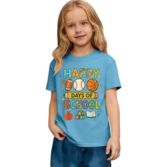 Ticikt Cool 100 Days of School Shirt , My Happy 100th Day of School T Shirt, Cotton Blend, Funny Design 2-13 Years,Color:Light Blue,4-5 Years