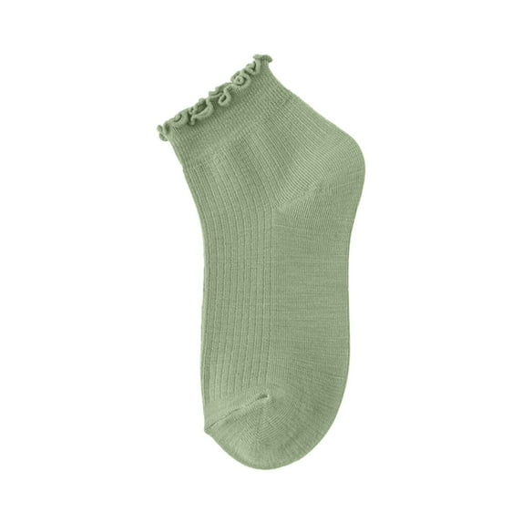 Ticikt Cotton Ankle Socks for Women - Ruffle Crew Style, Cute Lettuce Frilly Socks - Athletic Socks for Women & Girls,Color:Green