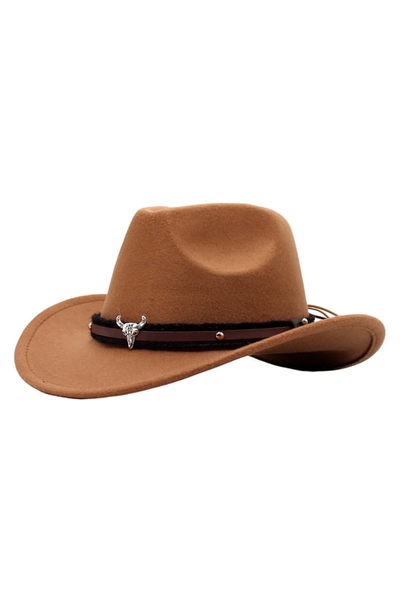 Cowboy Hat for Women Men Western Style Wide Brim Fedora Jazz Style Bowler Hat with Detachable Belt Buckle