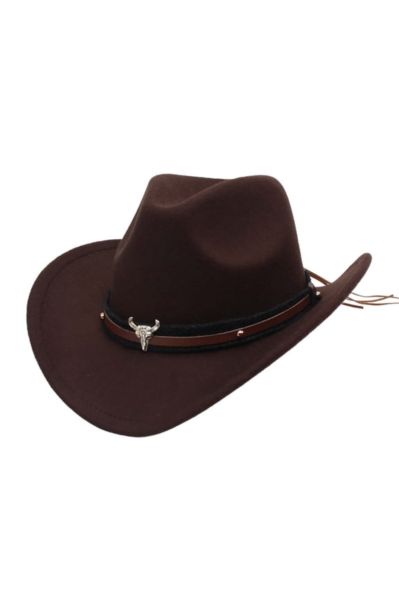 Cowboy Hat for Women Men Western Style Wide Brim Fedora Jazz Style Bowler Hat with Detachable Belt Buckle