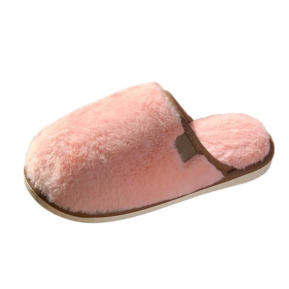 Ticikt Cozy Two Tone Slippers for Couples Winter Outdoor Style Home Slippers with Sole for Warmth and Comfort,Color:Light Pink,Size:6