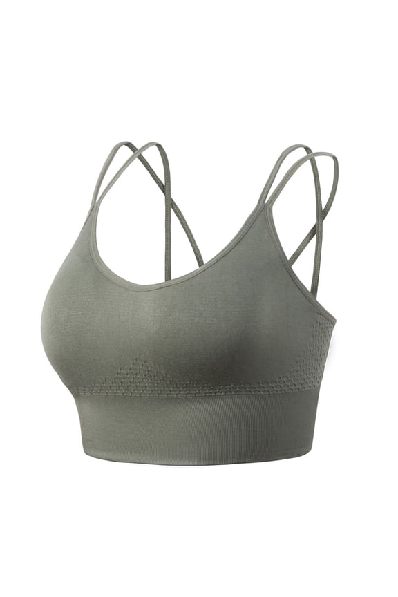 Ticikt Cross Back Sport Bras Padded Strappy Criss Cross Cropped Bras for Yoga Workout Fitness Low Impact,Color:Army Green