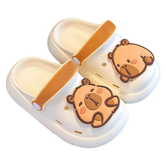Ticikt Cute Cartoon Animal Slippers for Kids, Girls Boys Clogs Garden Shoes,Funny Toddler Animal Slides Sandals for Water Shower Beach Pool Indoor Outdoor,Color:White,Size:6-7 Years