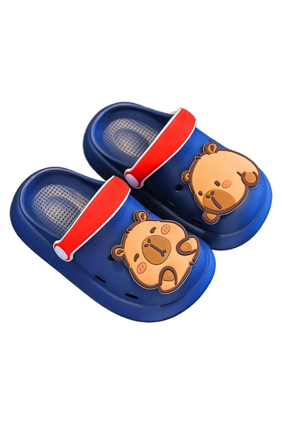 Cute Cartoon Animal Slippers for Kids, Girls Boys Clogs Garden Shoes,Funny Toddler Animal Slides Sandals for Water Shower Beach Pool Indoor Outdoor,Color:Navy,Size:5-6 Years