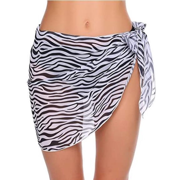 Ticikt Elegant Women's Sheer Wrap Knot Cover Up Skirt Versatile Beach To Resort Wear Shiny Swimwear Piece,Color:Clear