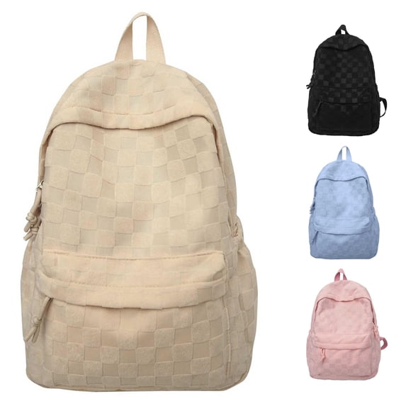 Ticikt Embossed Checkerboard Backpack, Large Capacity Minimalist Casual Daypack for Men Women School Travel
