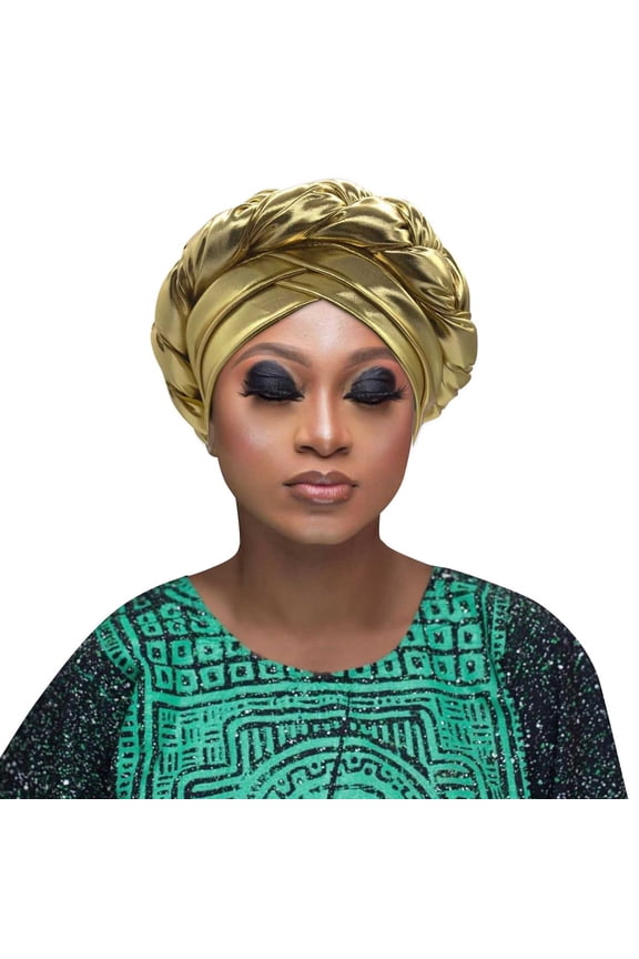 Fashion Women Beading Braid Hat Ruffle Cancer Beanie Wrap Cap Sleep Caps Satin Lined Hair Bonnets,Color:Gold