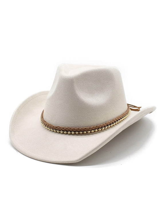 Ticikt Felt Cowboy Hat for Men Women Western Wool Look Hat Wide Brim Rancher Hat with Decorative Band for Rodeo Country Parties Events