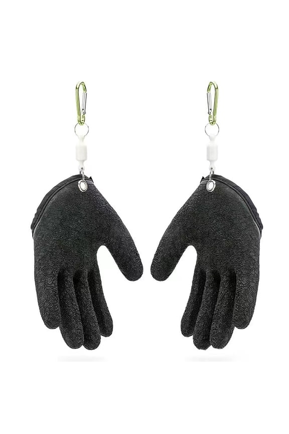 Fishing Gloves, Professional Catch Fish Gloves for Handling,Catching,Cleaning,Fisherman Fishing Accessories,Color:Black