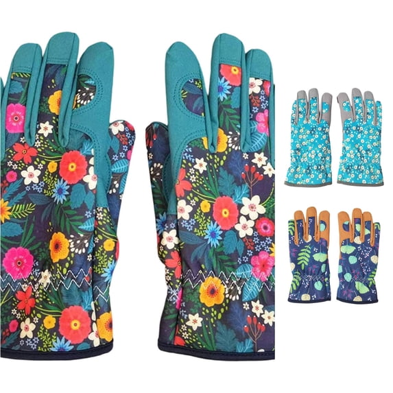 Ticikt Floral Gardening Gloves, Puncture‑Resistant Wear‑Proof Work Gloves for Planting Pruning for Men Women Pruning And Outdoor Yard Tasks,Green