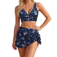 thumbnail image 1 of Ticikt Floral Print Swimwear Two Piece Tankini with Skirt and High Waist Bottoms,Color:Navy,XXL, 1 of 4