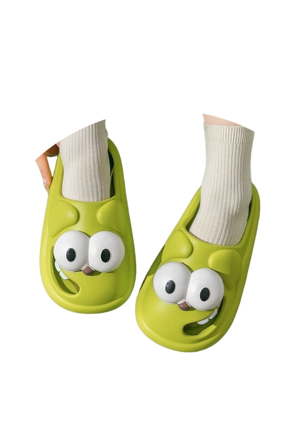 Ticikt Funny Big Eye Slippers Indoor Outdoor Platform Closed Toe Slides Sandals,Color:Green,Size:9-10