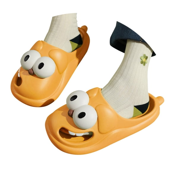 Ticikt Funny Big Eye Slippers Indoor Outdoor Platform Closed Toe Slides Sandals,Color:Yellow,Size:5-6