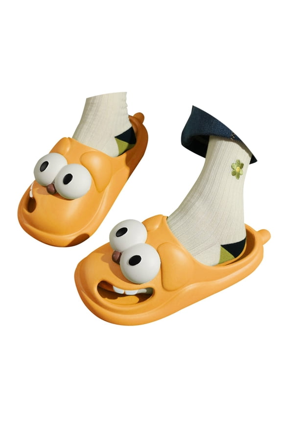 Ticikt Funny Big Eye Slippers Indoor Outdoor Platform Closed Toe Slides Sandals,Color:Yellow,Size:5-6