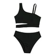 thumbnail image 1 of Ticikt Girl's 2 Piece Halter High Waisted Tankini Ruffle Swimsuit Bathing Suit Bikini Sets,Color:Black,7-8 Years, 1 of 8