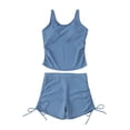 thumbnail image 1 of Ticikt Girl's 2 Piece Halter High Waisted Tankini Ruffle Swimsuit Bathing Suit Bikini Sets,Color:Blue,11-12 Years, 1 of 8