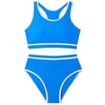thumbnail image 1 of Ticikt Girl's 2 Piece Swimsuit Bathing Suit High Waist Bikini Sets with Cover Up,Color:Sky Blue,XL, 1 of 5