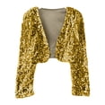 thumbnail image 1 of Ticikt Girl's Sequin Jacket Long Sleeve Sparkly Cropped Shrug Outerwear for Toddler and Kids Fashion, 1 of 5