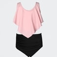 thumbnail image 1 of Ticikt Girls 2 Piece Bikini Set, Solid Ruffled Flounce Top High Waisted Ruched Bottom Swimsuit for 3-13Y,Pink2, 1 of 4