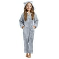 thumbnail image 1 of Ticikt Girls Boys Onesie One Piece Zip Up Hooded Soft Fleece Warm Winter Jumpsuit Comfortable for Unisex,Color:Light Gray,130, 1 of 5