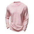 thumbnail image 1 of Ticikt Girls Boys Striped Thumb Hole Long Sleeve Shirts Kids Crewneck Tunic Tops Curved Hem Tees,Color:Light Pink,Size:9-10 Years, 1 of 6