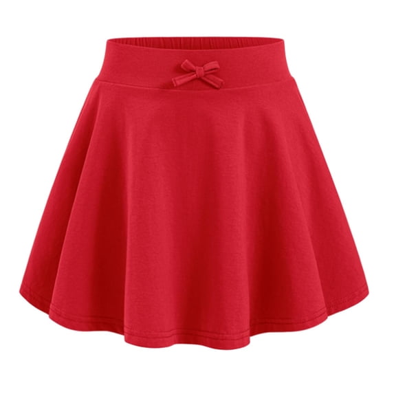 Ticikt Girls Casual Summer Skirt with Bow Solid Color Athletic Tennis Skirt for Tweens and Comfortable Stretchy Waistband Playwear