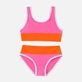 thumbnail image 1 of Ticikt Girls Color Block Two Piece Bikini Set, U-Neck Sleeveless Split Kids Summer Swimwear,Color:Orange,Size:3-4 Years, 1 of 8