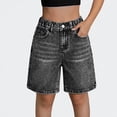 thumbnail image 1 of Ticikt Girls Denim Shorts, High Waisted Acid Wash Jean Shorts for Kids 7-12Y, Summer Casual 5 Inch Inseam Shorts,Black, 1 of 8