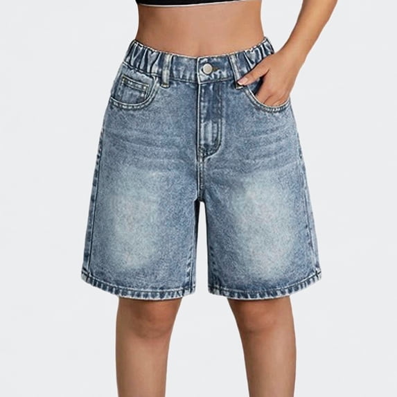 Ticikt Girls Denim Shorts, High Waisted Acid Wash Jean Shorts for Kids 7-12Y, Summer Casual 5 Inch Inseam Shorts,Light Blue
