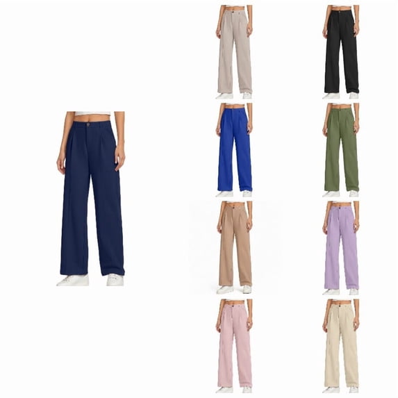 Ticikt Girls Dress Pants Wide Leg Uniform Pants for Girls Preppy Clothes,Navy,Size:11-12 Years