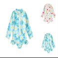 thumbnail image 1 of Ticikt Girls Floral Long Sleeve One Piece Swimsuit, Front Zipper UPF Sun Protection Rash Guard Toddler Kids,Green, 1 of 6