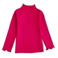 thumbnail image 1 of Ticikt Girls Lettuce Edge Neck Long Sleeve Slim Fit T-Shirt Tops Lightweight Knit Tee,Color:Hot Pink, 1 of 4