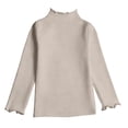 thumbnail image 1 of Ticikt Girls Lettuce Trim Neck Long Sleeve Shirts Ribbed Knit Slim Fit Base Layer Tops Tees, 1 of 3
