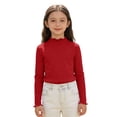 thumbnail image 1 of Ticikt Girls Lettuce Trim Neck Long Sleeve Shirts Ribbed Knit Slim Fit Base Layer Tops Tees, 1 of 4