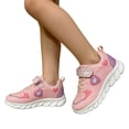 thumbnail image 1 of Ticikt Girls Lightweight Mesh Sneakers with Heart Print Breathable for School & Casual Wear,Pink, 1 of 9