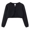 thumbnail image 1 of Ticikt Girls Long Sleeve Bolero Cardigan Sweater Kids Cute Button Knit Shrug Cropped Sweaters Tops for Spring Fall,Color:Black,11-12 Years, 1 of 3