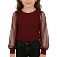 thumbnail image 1 of Ticikt Girls Mesh Long Sleeve T-Shirts Kids Cute Sheer Dressy Tops Blouse, 1 of 9