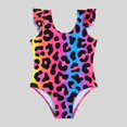thumbnail image 1 of Ticikt Girls One Piece Swimsuit, Rainbow Leopard Print Ruffle Sleeve Bathing Suit for 3-7Y Girls,Color:Purple, 1 of 7
