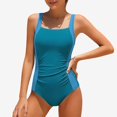 thumbnail image 1 of Ticikt Girls One Piece Swimsuits, Color Block Ruched Bathing Suit for Girls Full Coverage Modest Padded Swimwear,Mint Green,Size:9-10 Years, 1 of 6
