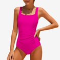 thumbnail image 1 of Ticikt Girls One Piece Swimsuits, Solid Ruched Bathing Suit for Girls Full Coverage Modest Padded Swimwear,Hot Pink,Size:7-8 Years, 1 of 5