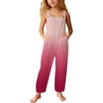 thumbnail image 1 of Ticikt Girls Overalls Kids Casual Sleeveless Wide Leg Jumpsuit Gradient Color Loose Rompers with Pockets, 1 of 5