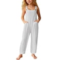 thumbnail image 1 of Ticikt Girls Overalls Kids Casual Sleeveless Wide Leg Jumpsuit Loose Rompers with Pockets, 1 of 5