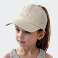 thumbnail image 1 of Ticikt Girls Ponytail Baseball Cap, Half Open Bow Embroidery Sweet Summer Sun Hat,Color:Beige, 1 of 4