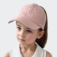 thumbnail image 1 of Ticikt Girls Ponytail Baseball Cap, Half Open Bow Embroidery Sweet Summer Sun Hat,Color:Light Pink, 1 of 3