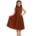 thumbnail image 1 of Ticikt Girls Princess Dress Sleeveless High Waist Casual A Lined Pleated Splicing Dresses Kids,Color:Brown,Size:9-10 Years, 1 of 8
